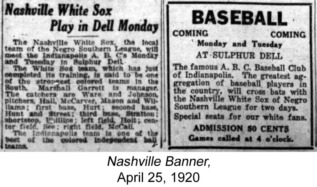 The Knoxville Giants, a Negro Southern League baseball team